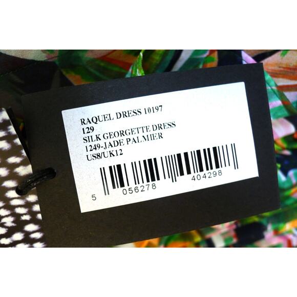 SALONI Raquel Silk Chiffon Belted Midi Dress Jade Palmier Saks 8 NWT $815 - Picture 8 of 15